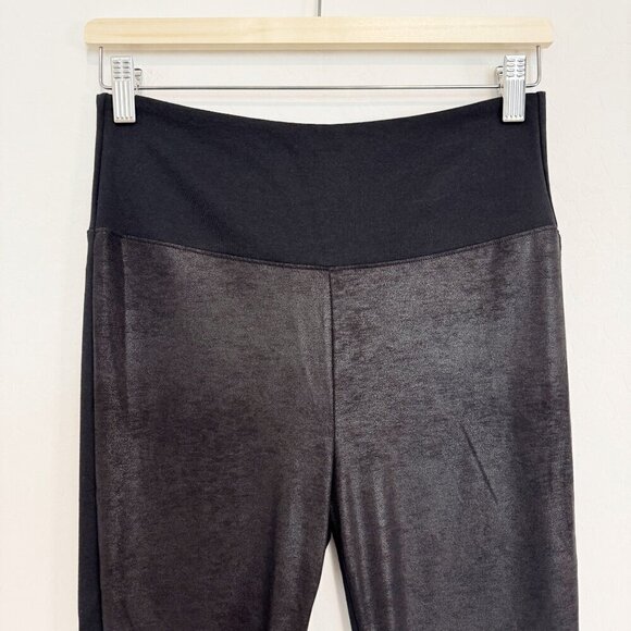Spanx Faux Leather Front Ponte Knit High Rise Leggings Contemporary Black Large - Picture 3 of 10